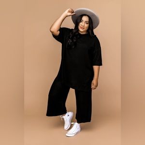 Dressed in LALA XXL Black Ribbed Playsuit